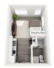 Floor plan for an apartment at Enve on Eastlake in Seattle, WA.