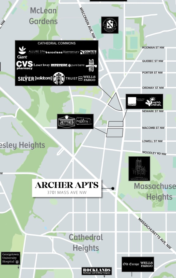 a map of the parkway area of downtown
