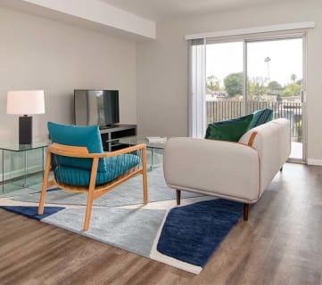 Sofa In Living Room at Los Robles Apartments, Pasadena, CA, 91101