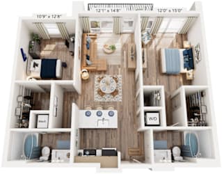 Two Bed Two Bath floorplan at The River, Virginia