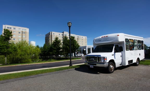 Property Exterior and Resident Transportation Vehicle at HighPoint in Quincy, MA