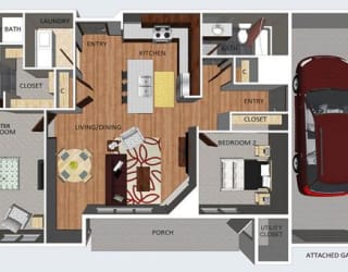 Chelsea two bedroom two bathroom floor plan at The Flats at 84