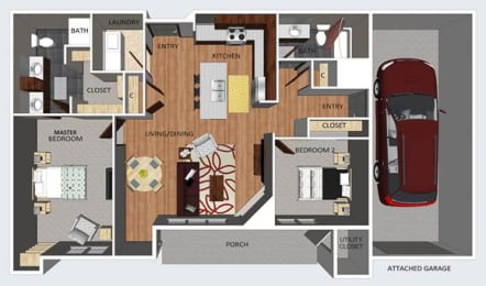 Floor Plan  Chelsea two bedroom two bathroom floor plan at The Flats at 84