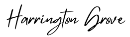 White text on a black background that reads "Harrington Grove".