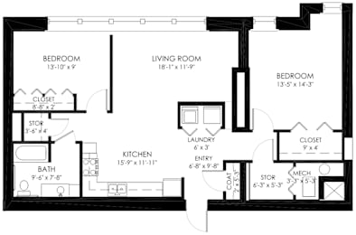  Floor Plan 2 Bedroom