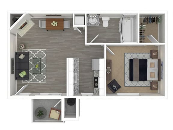 1 Bedroom, 1 Bathroom Floor Plan at Monte Bello Apartments, Sacramento, California