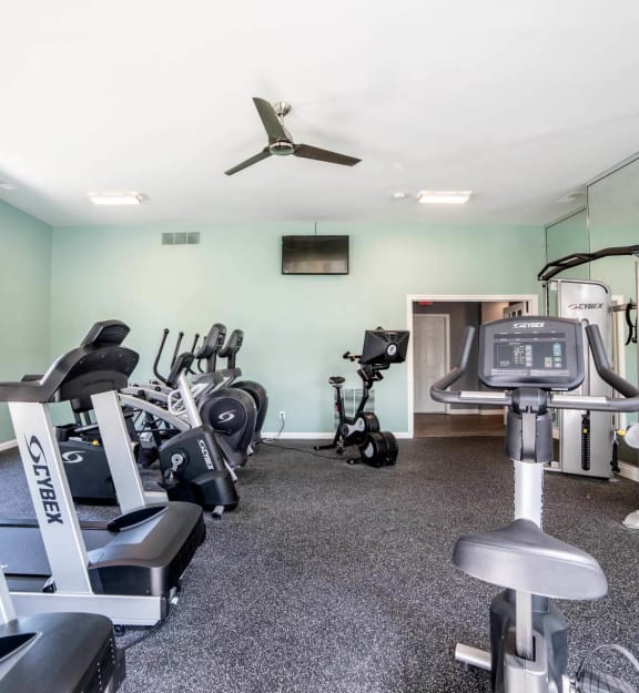 Workout equipment at Barrington Estates Apartments, IN, 46260