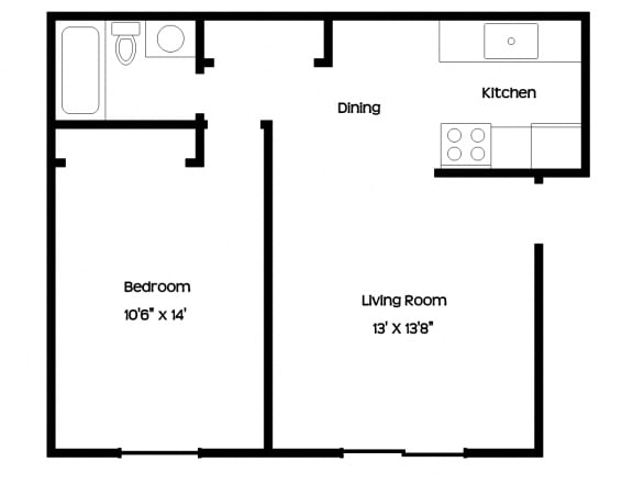 Floor Plan  1 Bedroom Ridge