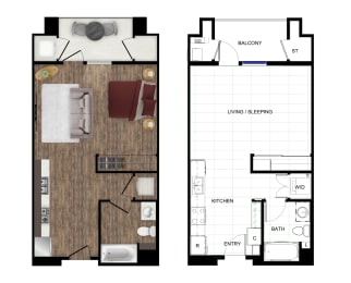 Floor Plan  a floor plan of a room with a wood floor