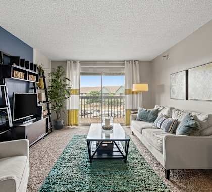 Spacious Living Area with Carpet