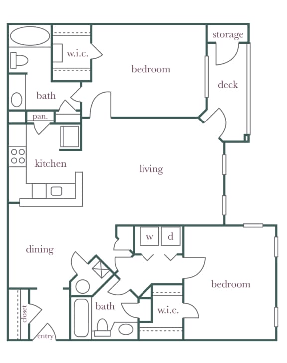 Evergreen Lenox Park - B2 - 2 bedroom and 2 bath - 2D Floor Plan