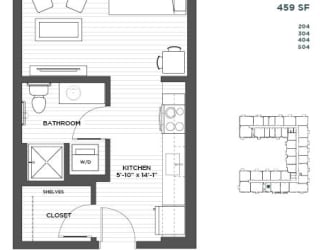 Selby Studio Floor Plan at The Hill Apartments