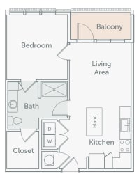 Element 29 - A05 - 1bed-1bath - 2D floor plan