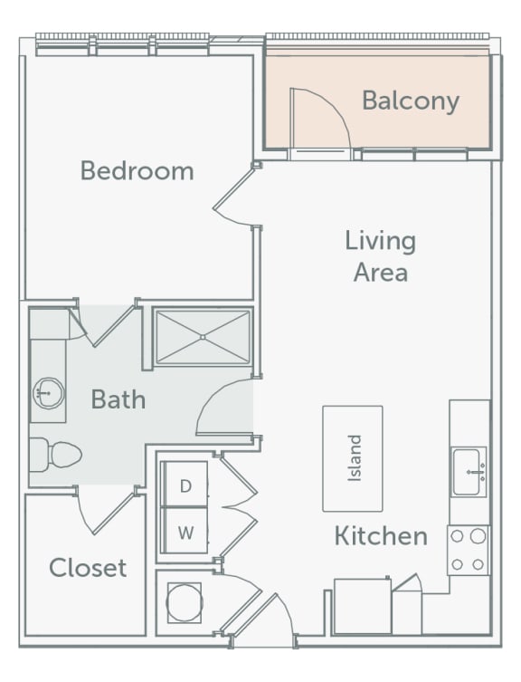 Element 29 - A05 - 1bed-1bath - 2D floor plan