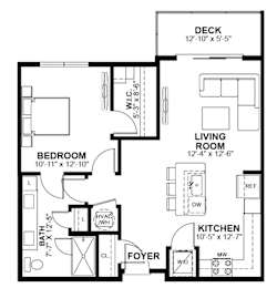 1 Bed 1 Bath Floor Plan | 762 Sq. Ft. at The Prescott Luxury Apartments in Austin, TX