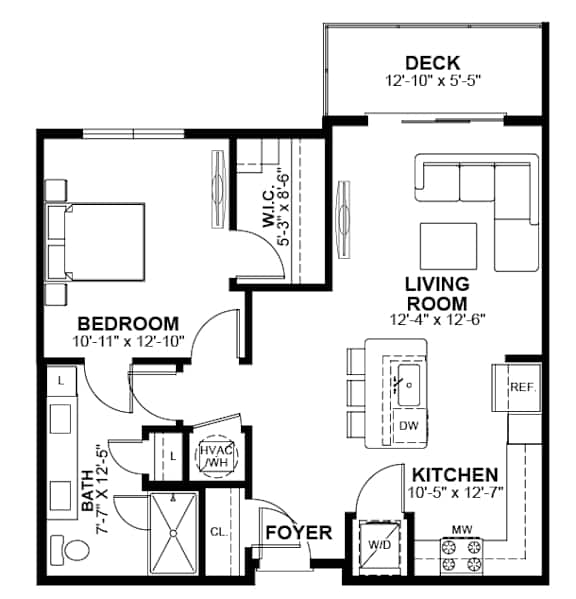 1 Bed 1 Bath Floor Plan | 762 Sq. Ft. at The Prescott Luxury Apartments in Austin, TX