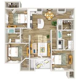 250 West Apartments in Florence, South Carolina Three Bedroom Floor Plan
