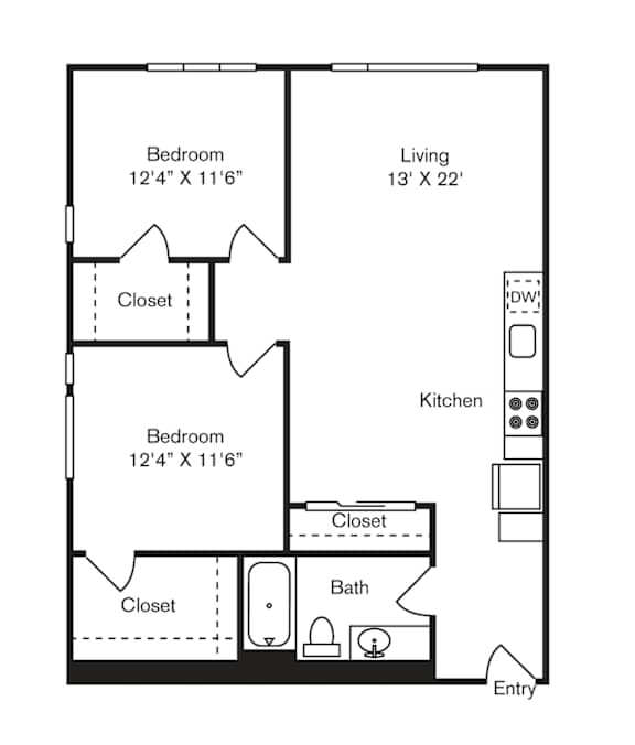 St Luke's Apartments in Seattle, Washington Two Bedroom Floor Plan