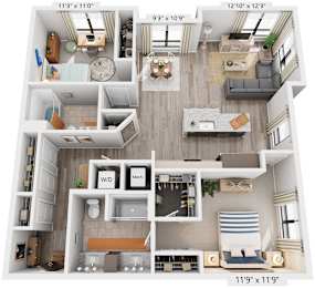 2 Bed 2 Bath Floor Plan | 1,276 Sq. Ft. at Rivergate in VA, 22191