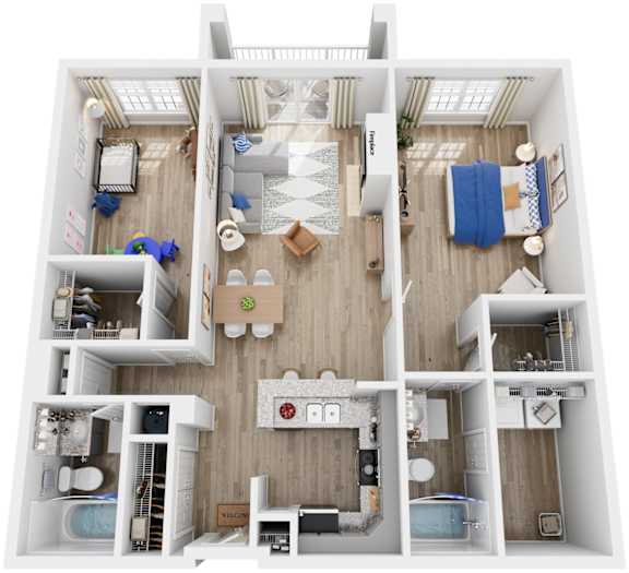 2 Bed 2 Bath Floor Plan | 1,348 Sq. Ft. at Saltmeadow Bay, Virginia Beach, Virginia