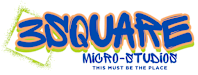A green background with the words 3D SQUARE Micro-Studios written in blue and orange.