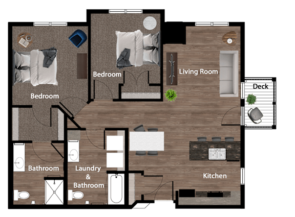 2 Bedroom 2 Bathroom Vista Apartments St. Joseph, MN 56374