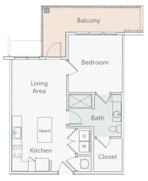 Element 29 - A09 - 1bed-1bath - 2D floor plan