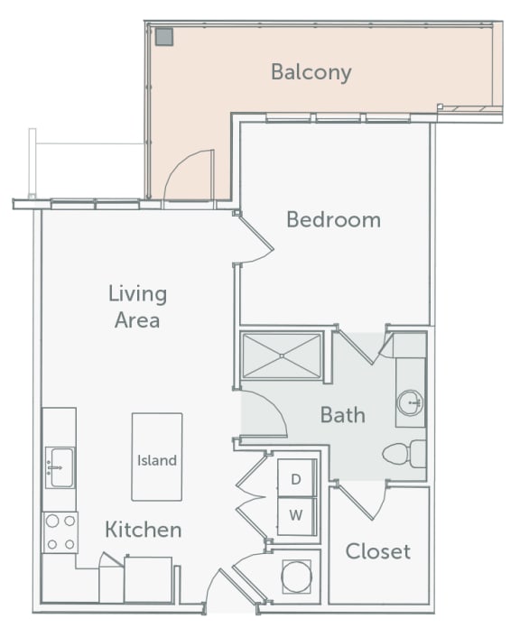 Element 29 - A09 - 1bed-1bath - 2D floor plan