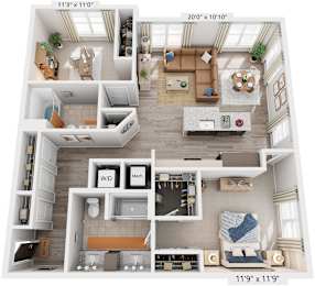 2 Bed 2 Bath Floor Plan | 1,228 Sq. Ft. at Rivergate in Virginia, 22191