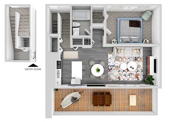 Floor Plan  1 Bedroom Townhome Newly Remodeled