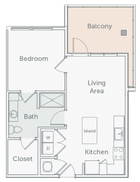 Element 29 - A07 - 1bed-1bath - 2D floor plan