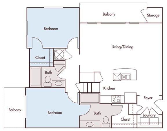 Windward Long Point - B2 - Carolina Wren - 2 bedroom - 2 bath - 2D