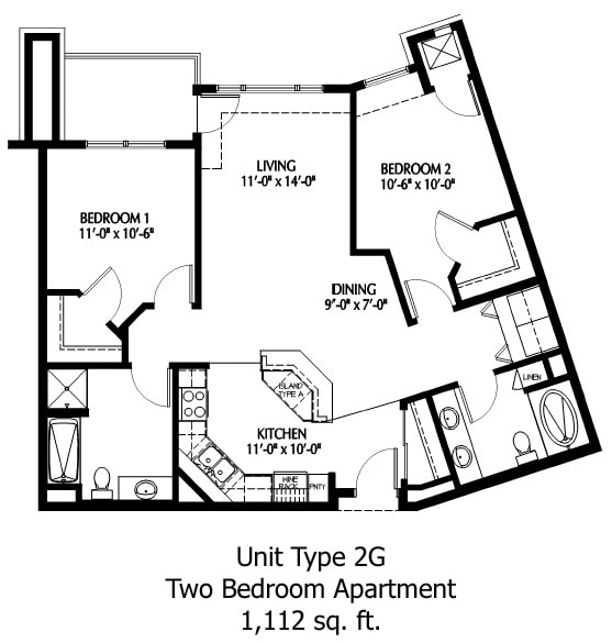 Floor Plan  2G Floor Plan at The Bluffs at Nine Mile Creek, Eden Prairie, 55344