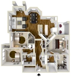 Three bedroom, two bathroom apartment | 1,369 Sq. Ft. at Kingston Crossing in Bossier City, Louisiana