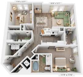 Sierra Floorplan | 1,210 Sq. Ft. at Flats at West Broad Village, Glen Allen, VA, 23060