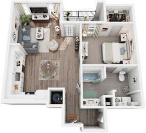1 Bed 1 Bath Floor Plan | 808 Sq. Ft.