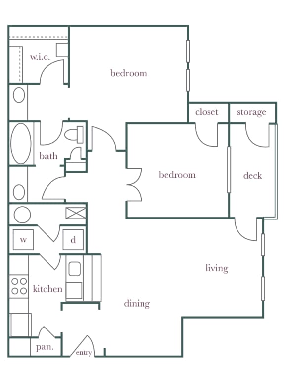 Evergreen Lenox Park - B1 - 2 bedroom and 2 bath - 2D Floor Plan
