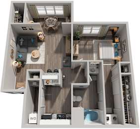 1 Bed 1 Bath Floor Plan | 790 Sq. Ft. at Trails at Short Pump Apartments in Richmond, Virginia, 23233