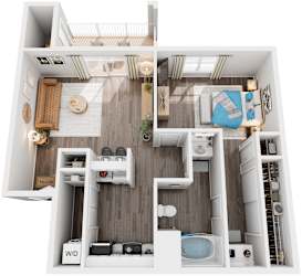 1 Bed 1 Bath Floor Plan | 700 Sq. Ft.
