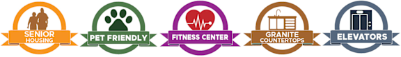 a set of three logos for a fitness center, a business center and a granite countertop