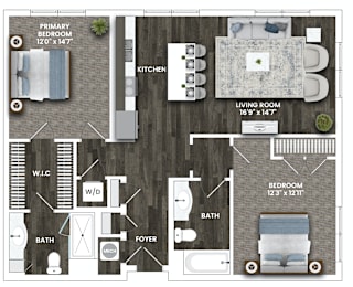 1E Floor Plan at La Unión, Tampa, FL