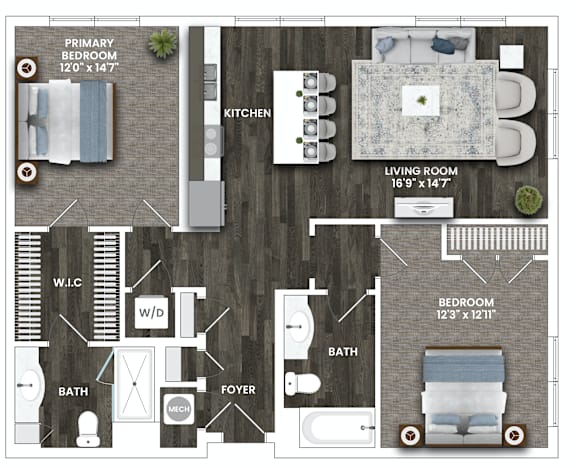 1E Floor Plan at La Unión, Tampa, FL