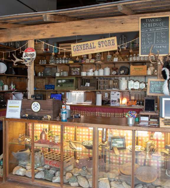 A general store with a variety of items on display.