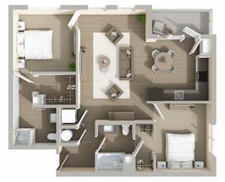 B4 Floor Plan at Harbor Side at Conwood Flats Apartments in Uptown Memphis, TN