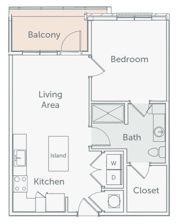 Element 29 - A10 - 1bed-1bath - 2D floor plan
