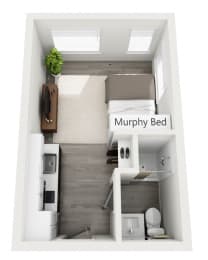 Floor plan for an apartment at Enve on Eastlake in Seattle, WA.