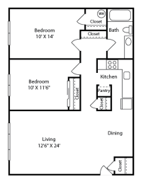  Floor Plan Two Bed One Bath