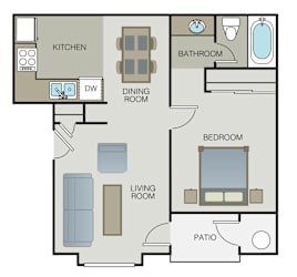 1 bedroom 1 bath A at Azul Apartments, Hemet, CA