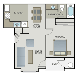 1 bedroom 1 bath A at Azul Apartments, Hemet, CA
