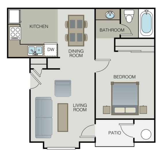 1 bedroom 1 bath A at Azul Apartments, Hemet, CA